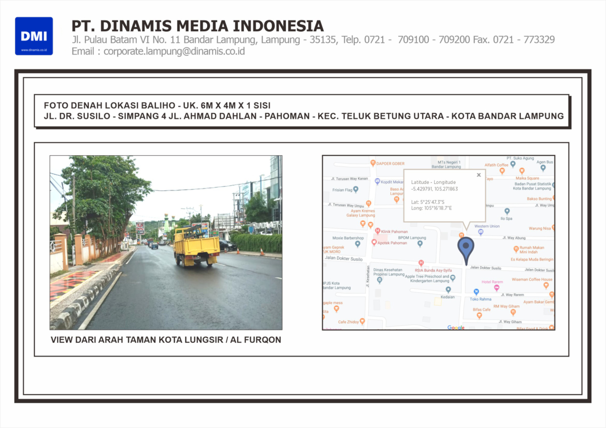 Baliho Jl Dr Susilo Simpang Jl Ahmad Dahlan Teluk Betung Utara