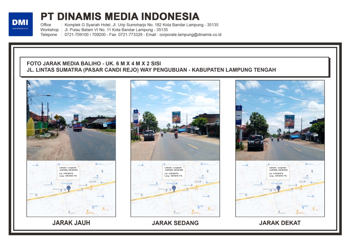 Baliho Jl Lintas Sumatera Pasar Candi Rejo Way Pengubuan Lampung