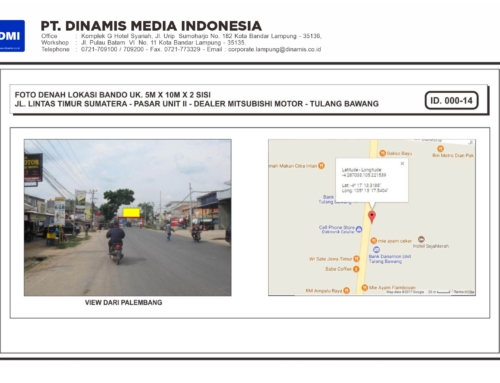 BANDO Jl. Lintas Timur Sumatera Pasar Unit II Tulang Bawang VF Palembang – Media Tersedia